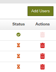 Users added - orange hourglass icon