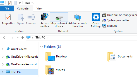Map network drive from File Explorer